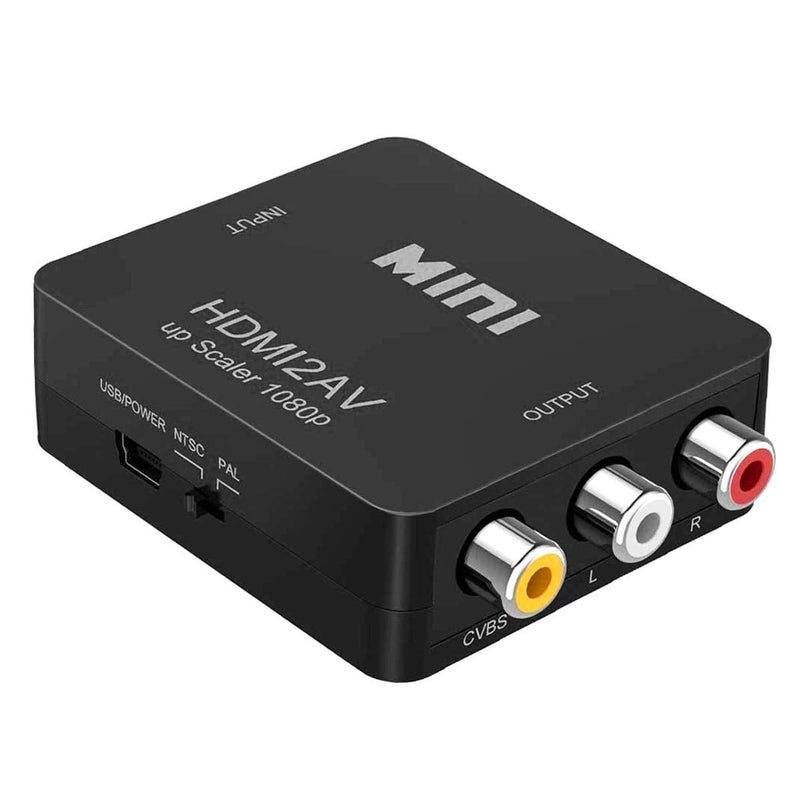 HDMI to RCA, 1080p HDMI to AV 3RCA CVBs Composite Video Audio Converter Adapter Supports PAL/NTSC for TV Stick, Roku, Chromecast, Apple TV, PC, Laptop, Xbox, HDTV, DVD-Black Black