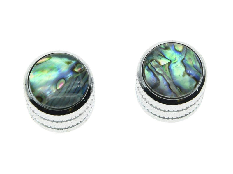 KAISH Chrome Set of 2 Push on Fit Abalone Top Guitar Knobs Dome Knobs Bass Knob for Tele/Telecaster