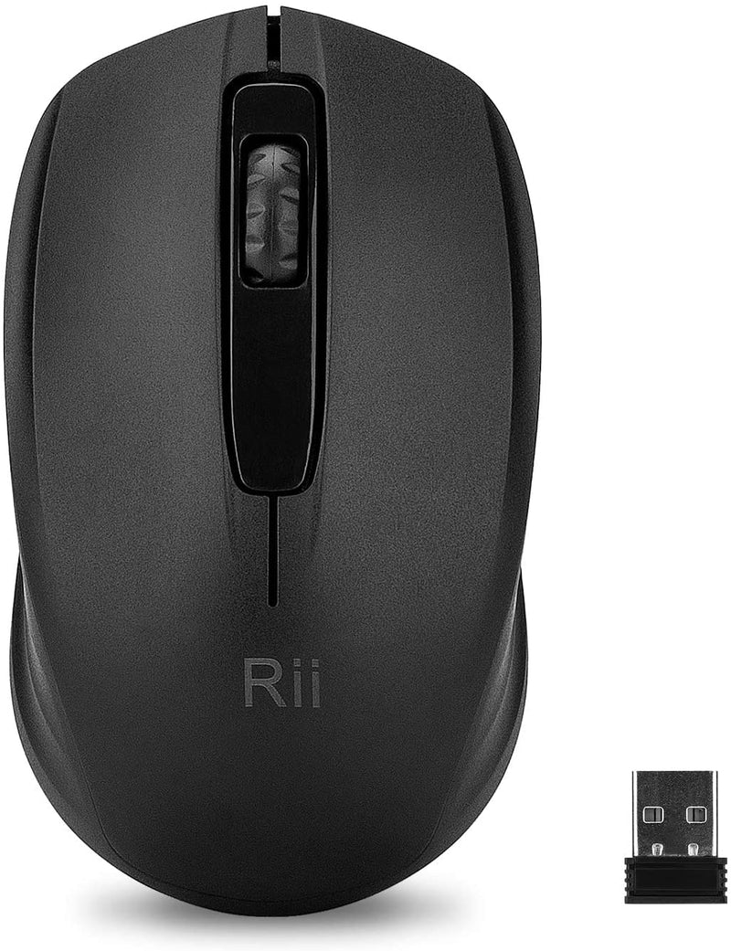 Rii Wireless Mouse 1000 DPI for PC, Laptop, Windows,Office Included Wireless USB dongle (Black) Black