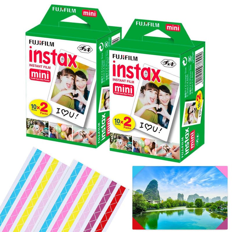 Fujifilm Instax Mini Instant Camera Film: 40 Photo Sheets, 204 Colorful Corner Photo Stickers. for Fuji Mini Series Cameras - Capture Memories Anytime