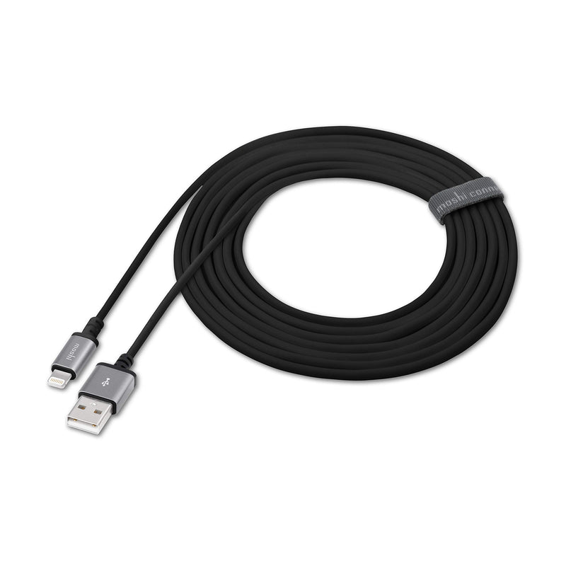 Moshi USB-A to Lightning Cable 10ft/3m [MFi-Certified], iPhone Charger for Car, for iPhone 12 Pro/12 Pro Max/12 mini/11/11 Pro Max/11 Pro/XR/XS Max, iPad/AirPods, Cable Manager Included, Black