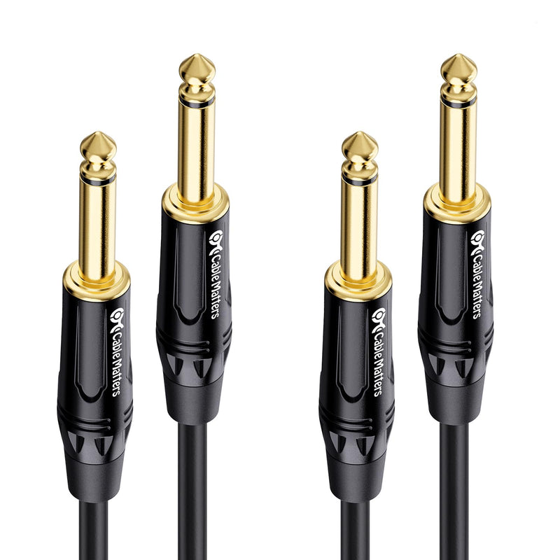 Cable Matters 2-Pack 1/4 Inch TS to TS Electric Guitar Cable 6 Feet - Guitar Cord/Guitar Amp Cord/Instrument Cable for Electric Guitar, Mandolin, Bass AMP, Keyboard, Mixer, Equalizer 6 ft Straight