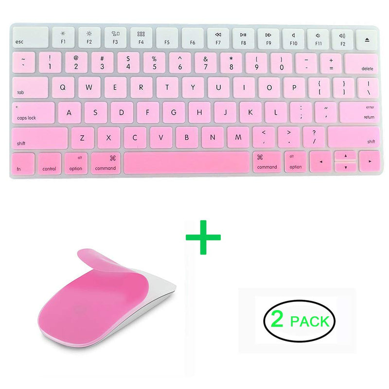 JIFF 2 in 1 Bundle - Silicone Soft Skin Protector Covers for Apple Magic Keyboard (MLA22LL/A) with US Layout and MAC Apple Magic Mouse (Pink) Pink