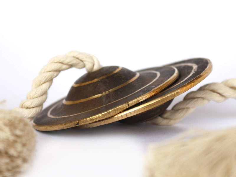 DeKulture Handmade Pure Kansa Manjeera Percussion Instrument Indian Cymbal Clapper Bell For Religious Ceremonies Bhajans Healing Yoga Meditation, 3X1 (DH) Inches