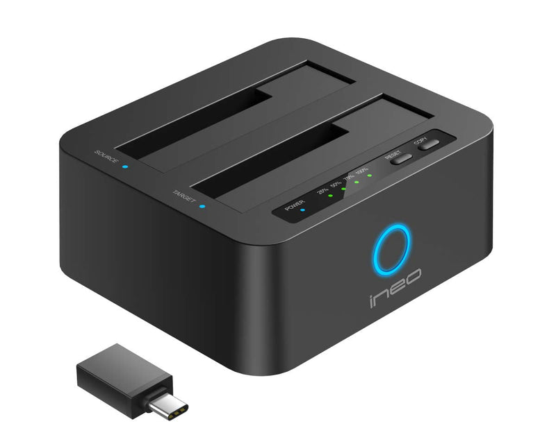 ineo USB 3.1 Gen1 to SATA 2.5" or 3.5 inch SSD/HDD Docking Station (Clone Docking)