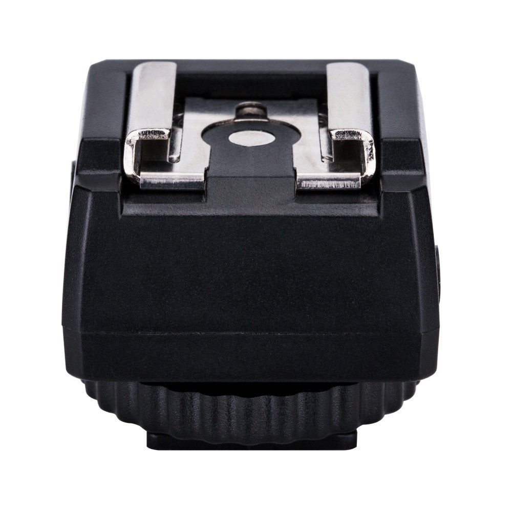 JJC Standard Hot Shoe Adapter with Extra PC sync Connection Port & 3.5mm Mini Phone Connection Port for Connecting Cameras to Additional Off-Camera Flash,Studio Light,Strobes or Other Accessories Hot Shoe on the Bottom