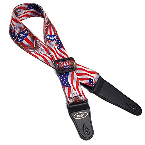 Art Attack Soft Cotton Great Seal American Eagle Flag Stars & Stripes Electric Acoustic Ukulele Bass Guitar Strap