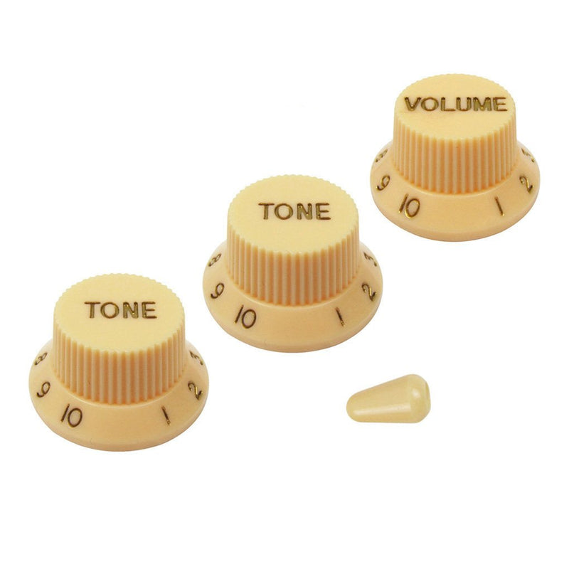[AUSTRALIA] - FLEOR Strat Knobs Guitar Volume Tone Control Knobs 2T1V with 5 Way Switch Tip, Yellow 
