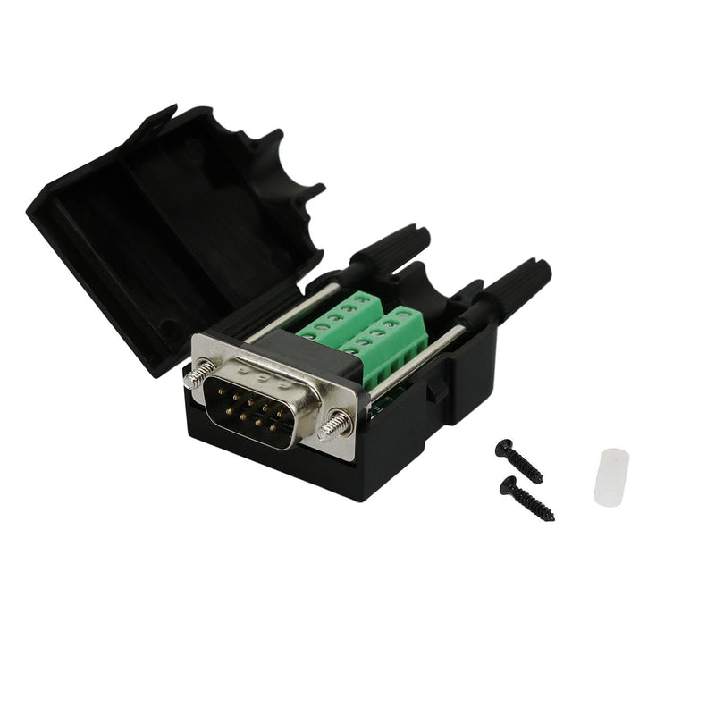 Twinkle Bay DB9 Connector to Wiring Terminal RS232 Serial Port Breakout Board Solderless (Male Adapter with Case)