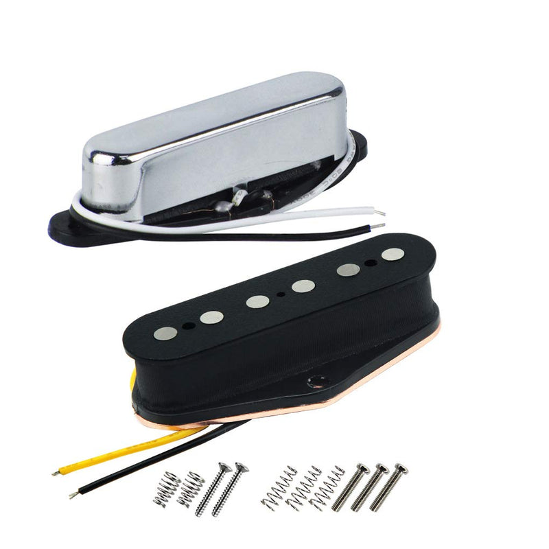 [AUSTRALIA] - FLEOR Alnico 5 Guitar Pickups Tele Bridge Pickup w/Neck Pickup (Chrome) Fit Fender Telecaster Pickups Part Neck+Bridge Pickup Chrome 
