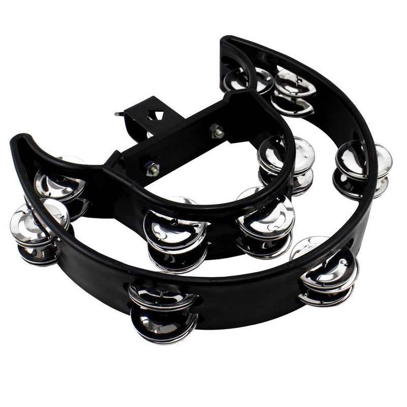 [AUSTRALIA] - Drum Set Tambourine with Mounting Eye Bolt,Hi Hat tambourine(Black,Red) (10 double rows of jingles, Black) 