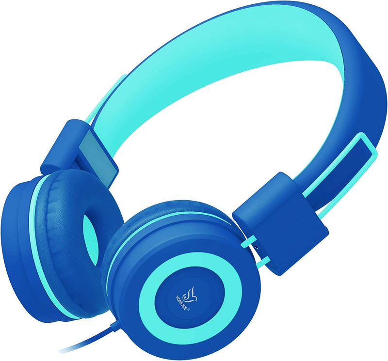[AUSTRALIA] - Kids Headphones - noot products K11 Foldable Stereo Tangle-Free 3.5mm Jack Wired Cord On-Ear Headset for Children/Teens/Boys/Girls/Smartphones/School/Kindle/Airplane Travel/Plane/Tablet (Navy/Teal) Navy/Teal 