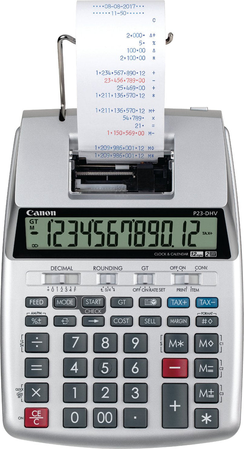 Canon P23-DHV-3 Printing Calculator with Double Check Function, Tax Calculation and Currency Conversion - Paper Roll Included in Box 1 PK