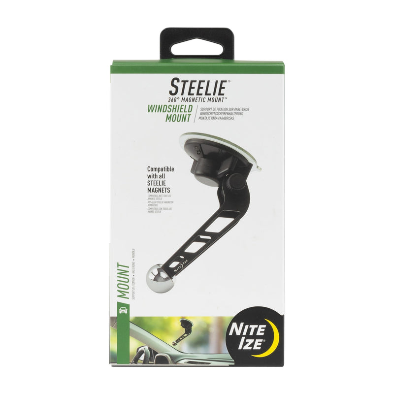Nite Ize Steelie Windshield Mount - Phone Holder for Car Windshield - Alternative to Car Dashboard & Vent Phone Mounts - Compatible with Steelie Magnetic Mounting System - Black