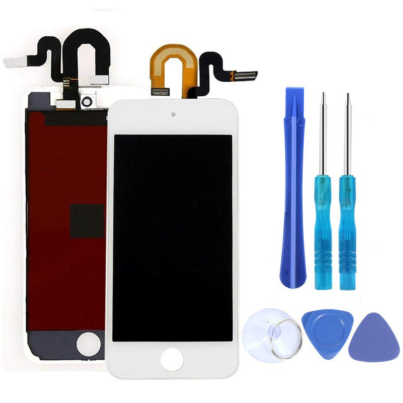 Full Screen Replacement for iPod Touch 5th 6th 7th Generation LCD Screen丨The Whole Display Assembly Metal Frame with Free Repair Tools (White One-Pack)