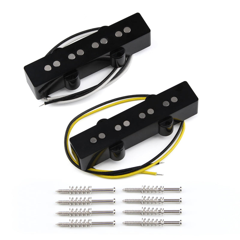 FLEOR Alnico 5 J Bass Pickups Neck & Bridge Pickup Set for 4 Strings J Bass Guitar Pickup Part Neck+Bridge Pickup