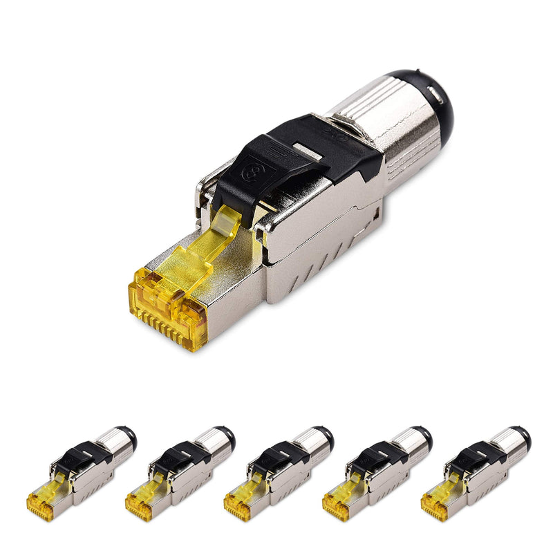 Cable Matters 40Gbps 6-Pack Tool Free Shielded RJ45 Cat 8 Termination Plug | Cat8 Field Termination Plug, Cat 8 Connector, Cat8 Plug