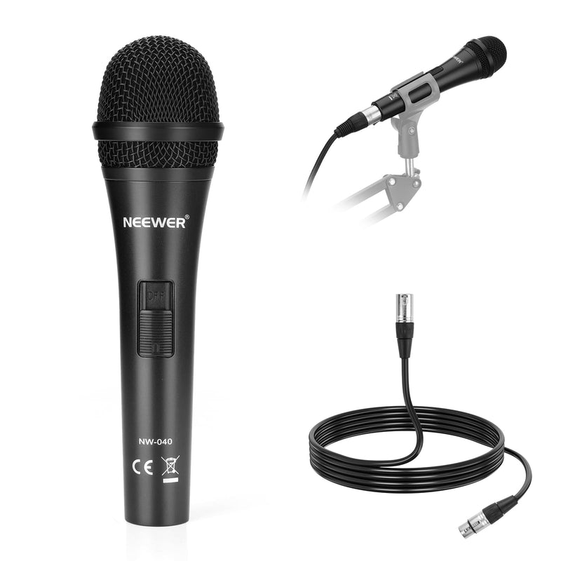 [AUSTRALIA] - NEEWER NW-040 Cardioid Dynamic Microphone with XLR Cable, Rigid Metal Housing, Unidirectional Pickup Mic for Musical Instruments Voice Public Speech Podcast Singing PC Gaming Streaming Studio, Black 