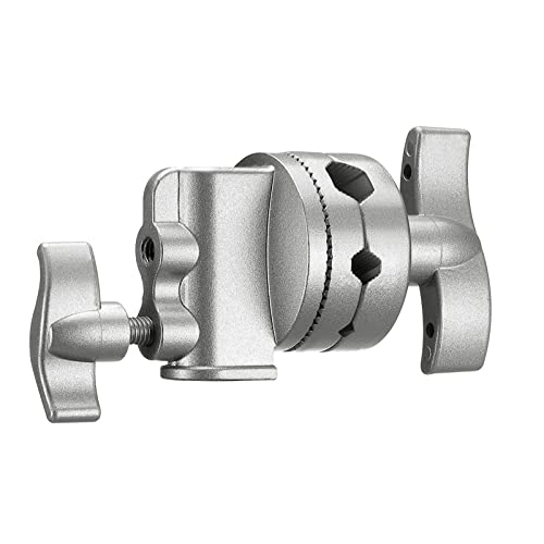 NEEWER Multi Functional Heavy Duty 2.5-inch Grip Head Swivel Head Holder Mounting Adapter for Light Stand, Extension Boom Arm and Other Photographic Equipment with 1/2,1/4,3/8,5/8-inch Mount (Silver) ST-C-NAAP(Silver）
