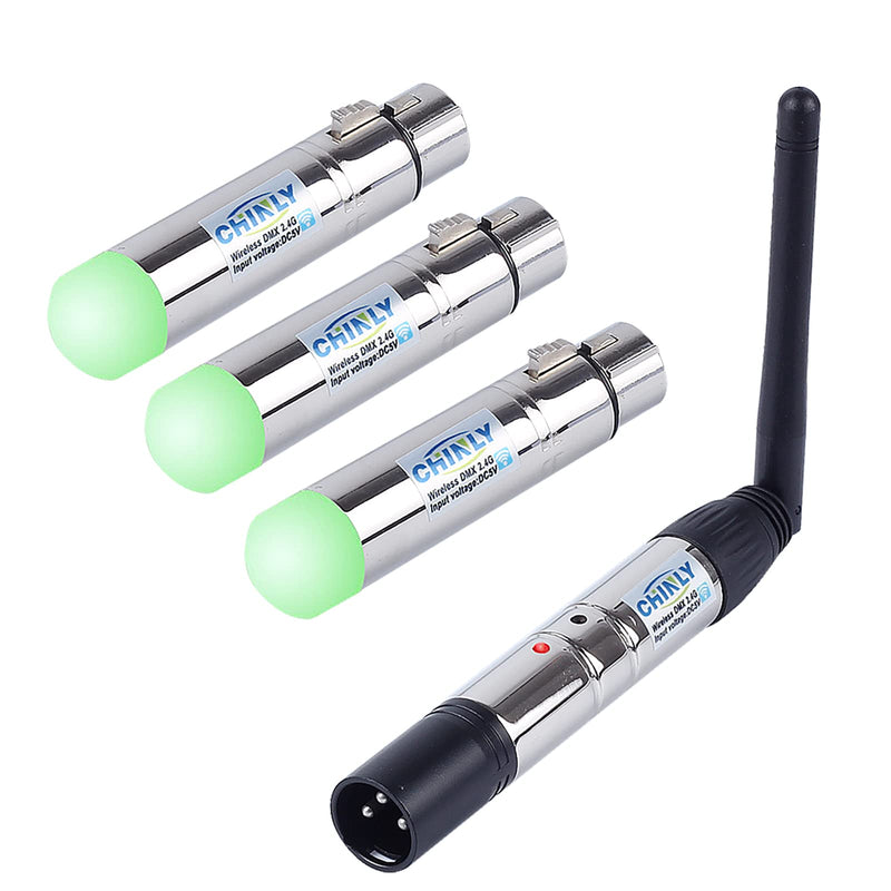 [AUSTRALIA] - CHINLY 4pcs DMX512 DMX Dfi DJ 2.4G Wireless 3 Receiver with Light Dome & 1 Transmitter LED Lighting Control Short version for LED Stage Par Party Light 