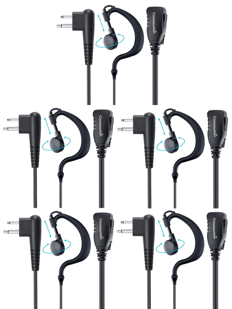 [AUSTRALIA] - commountain CP200D CLS1410 Earpiece with PTT/Mic for Motorola Walkie Talkies Radios R2 CLS1110 CP100D CP200 CP185 BPR40 BPR40D DTR700 RDU4100 RDU4160D RMU2040 RMU2080D CLS CP, G Earhook Headset-5 Pack 