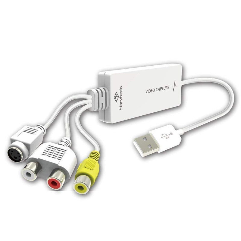 Narvitech N100C, External Capture Card. 3-in-1 USB 2.0 Composite/S-Video Analog Video Capture. Support VHS, DVD, Camcorder, TV, and older gaming consoles capture up to 720p. PowerDirector 15 included.