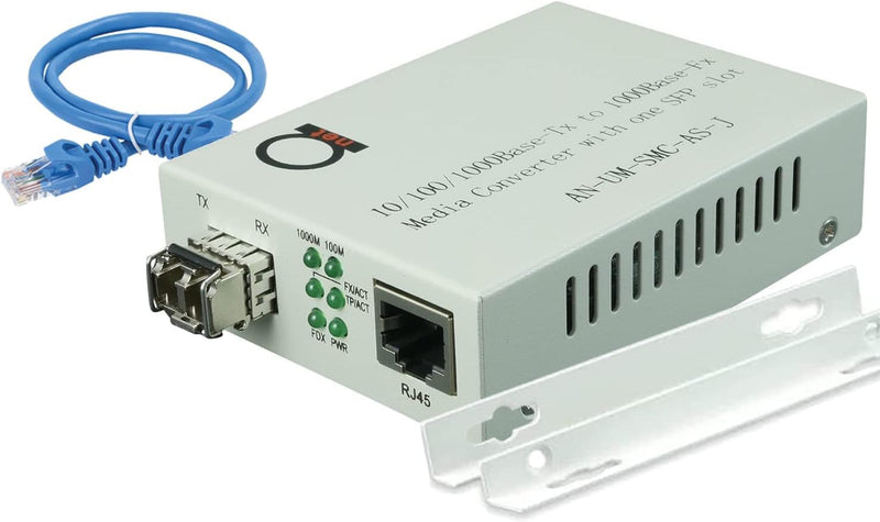 Multimode LC Gigabit Fiber Optic to Ethernet Media Converter, SFP Included | 850nm over OM1 OM2 OM3 OM4 OM5, 62.5/125 or 50/125 - MM LC duplex, 550m/1804ft - Cat5e Cat6 RJ45 10/100/1000 auto sensing