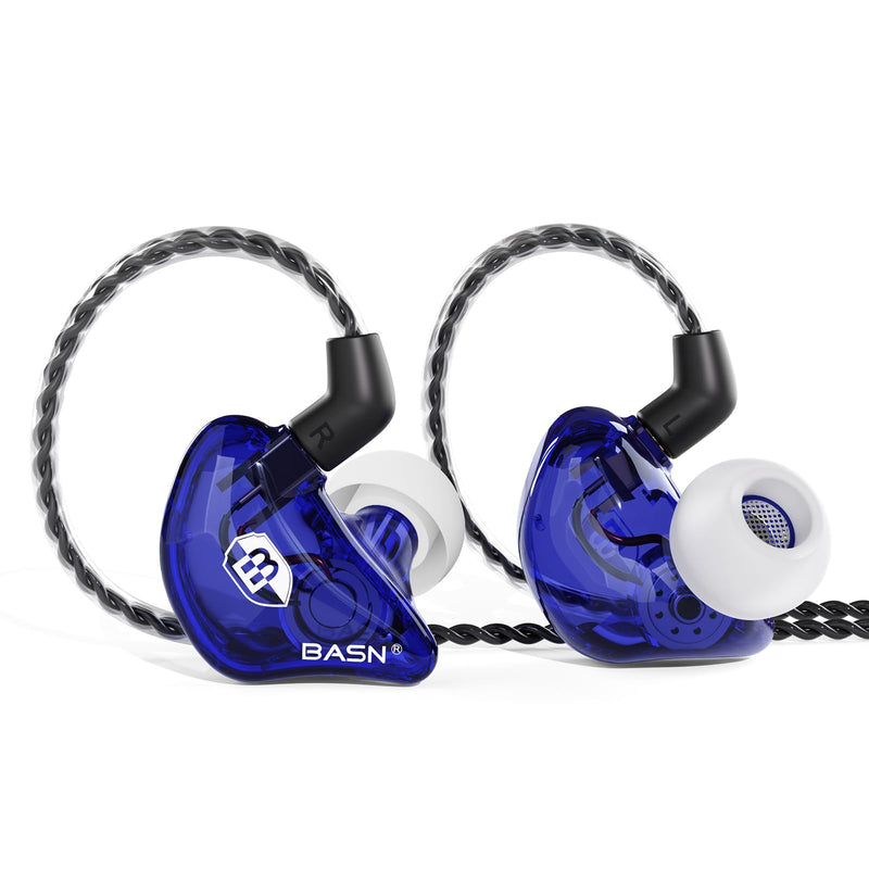 BASN Bsinger BC100 in Ear Monitor Headphones,Blue | Universal Fit Noise Isolating IEM Earphones for Musicians Singers Studio Audiophiles Blue