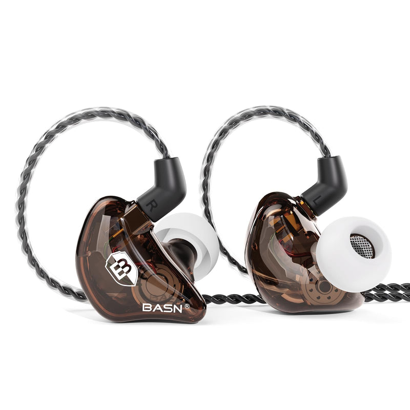 BASN Bsinger BC100 in Ear Monitor Headphones,Brown | Universal Fit Noise Isolating IEM Earphones for Musicians Singers Studio Audiophiles Brown