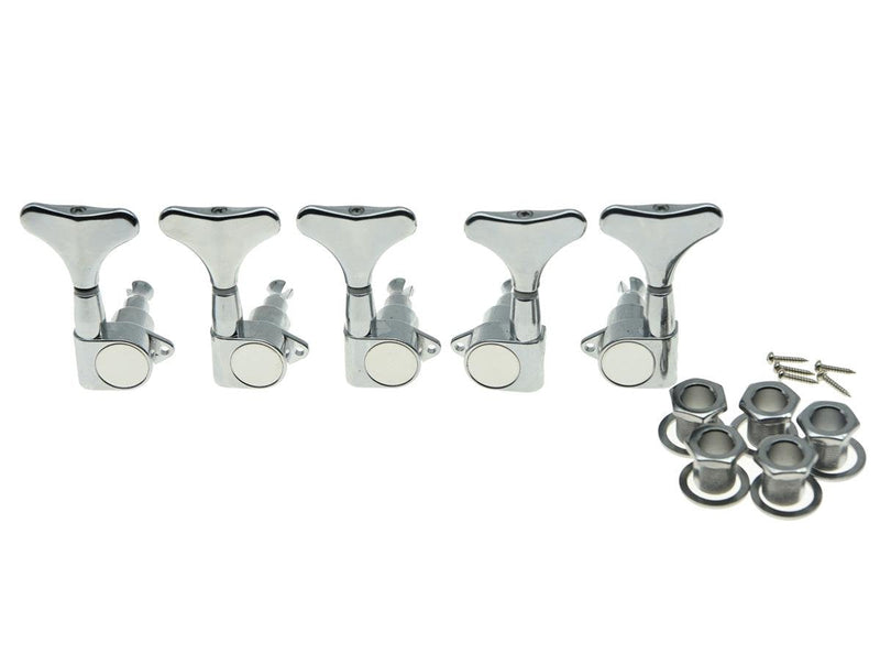 KAISH Chrome 2+3 Sealed Bass Tuners 2L3R Tuning Keys Pegs 5 String Bass Guitar Machine Heads 2L3R Chrome