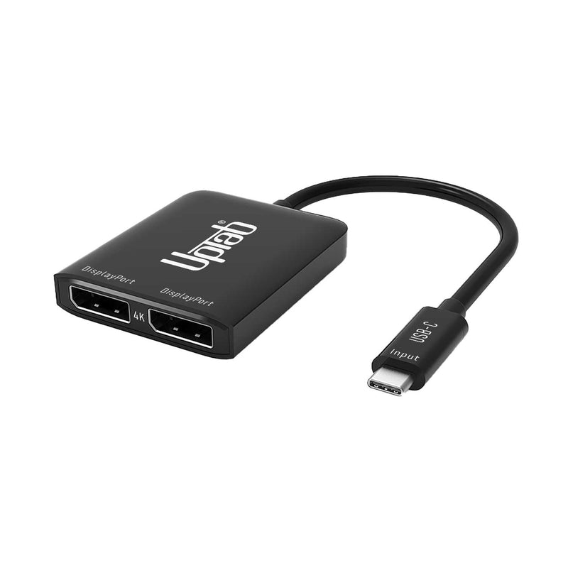uptab USB-C to Dual DisplayPort Adapter Hub, 4K 60Hz MST Multi-Monitor | Plug-and-play, driver-free; requires TB3/TB4/USB4 or DP Alt Mode; extend or mirror 2 monitors; laptops, Chromebooks