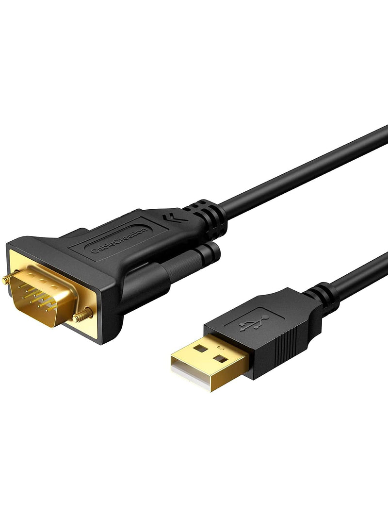 CableCreation 3.3 Feet USB to RS232 Serial Cable with Prolific PL2303 Chip, DB9 Adapter for Windows 10, 8.1, 8,7, Vista, XP, Linux, Mac OS X, 1M /Black 3.3FT 1