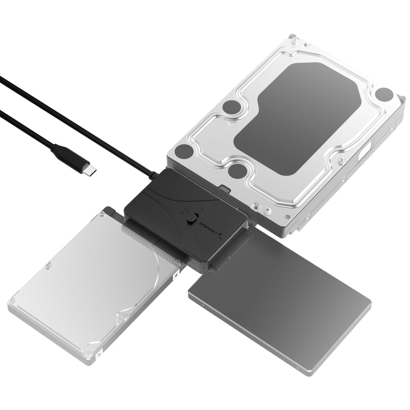 SABRENT USB-C to SATA/IDE Hard Drive Adapter, 2.5/3.5/5.25in (USB-DS12) | SSD/SATA/IDE converter; UL power supply; LED activity lights; up to 10TB support; hard drive reader Hard Drive Converter