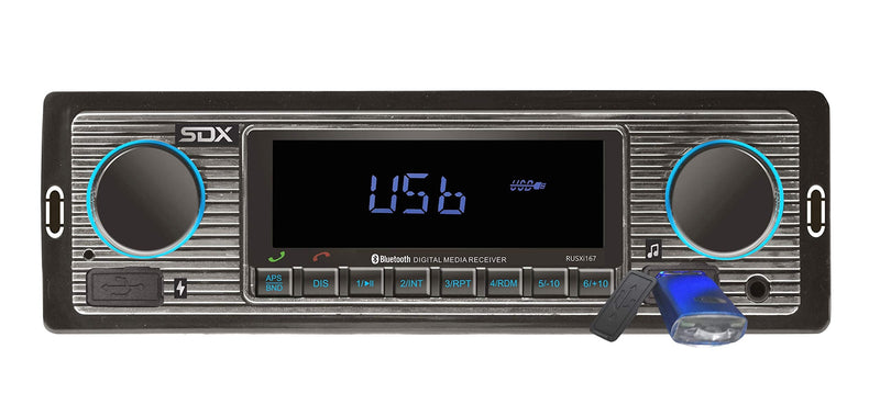 SDX Audio Bluetooth Radio Receiver, MP3 Player with USB Charger, MP3/USB, Aux-in, Built-in Microphone Hands-free, Multi Color Illumination Digital LCD Display Panel, Car Stereo Receiver with Bluetooth