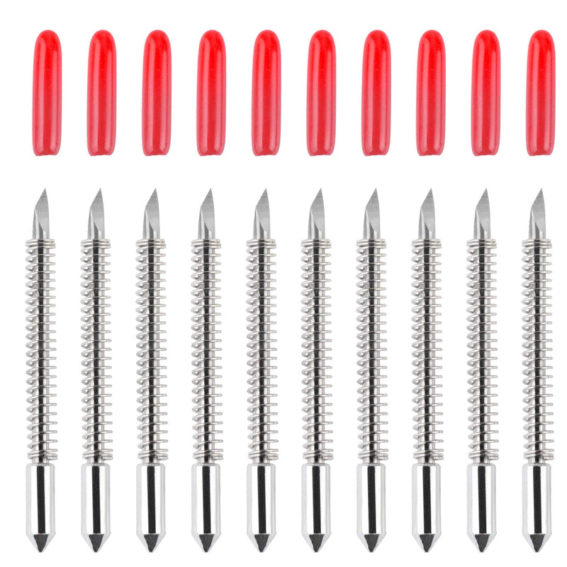 HQMaster 45 Degree Vinyl Cutter Blades Lettering Blade for Graphtec Cutting Plotter, Red Cap Pack Of 10 with Springs 45°