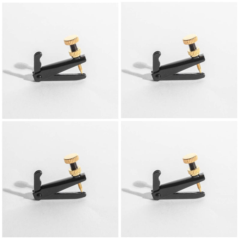 MI&VI Violin Fine Tuners - Stainless Steel Adjusters, Black/Gold, 4 Pcs (3/4-4/4 Size) Black/Gold, Size 3/4-4/4