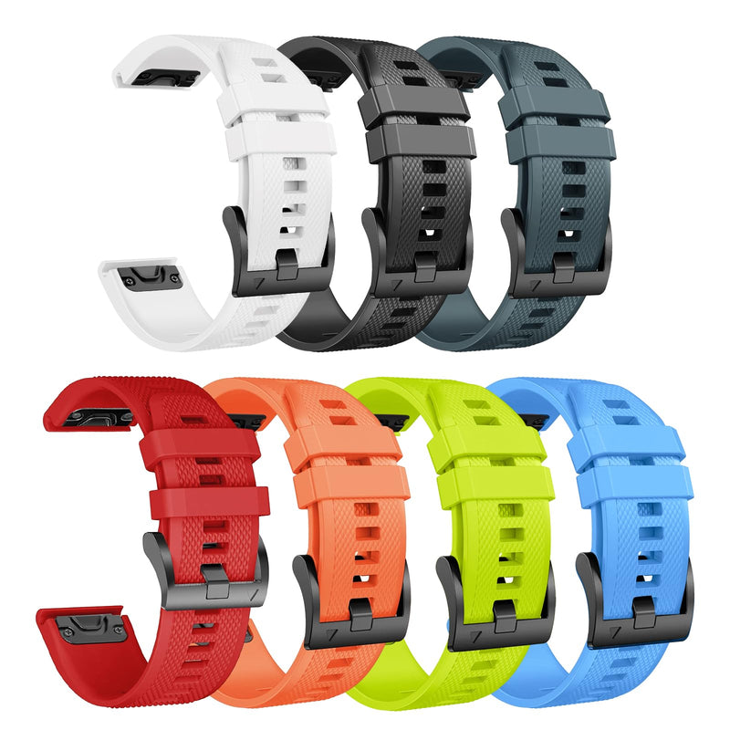 ANCOOL for Fenix 7X/Fenix 6X/Fenix 5X/Fenix 8 51mm Watch Band 26mm Quickfit Bands Compatible with Fenix 6X Pro/7X Pro/5X Plus/3/Descent MK 2/2i/MK 3 51mm Smartwatch(7 Pack) White,Black,Slate,Red,Orange,Green,Blue 7 Pack
