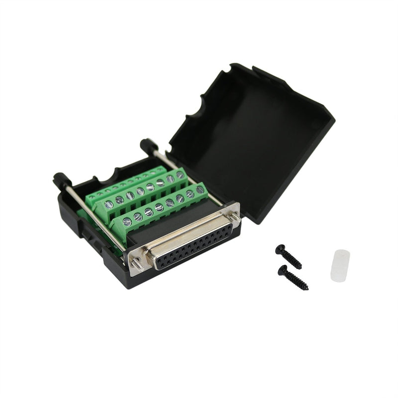 Twinkle Bay DB25 Connector to Wiring Terminal Db25 Breakout Board Solder-Free (Female Adapter with Case)