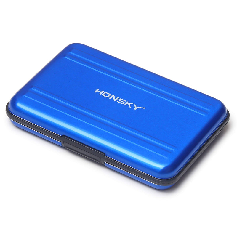 Honsky Aluminum UHS-I SD Micro SD SDHC SDXC TF SecureDigital Memory Card Carrying Case Holder Organizer Box Keeper for Computer Camera Media Storage Organization,Blue Blue