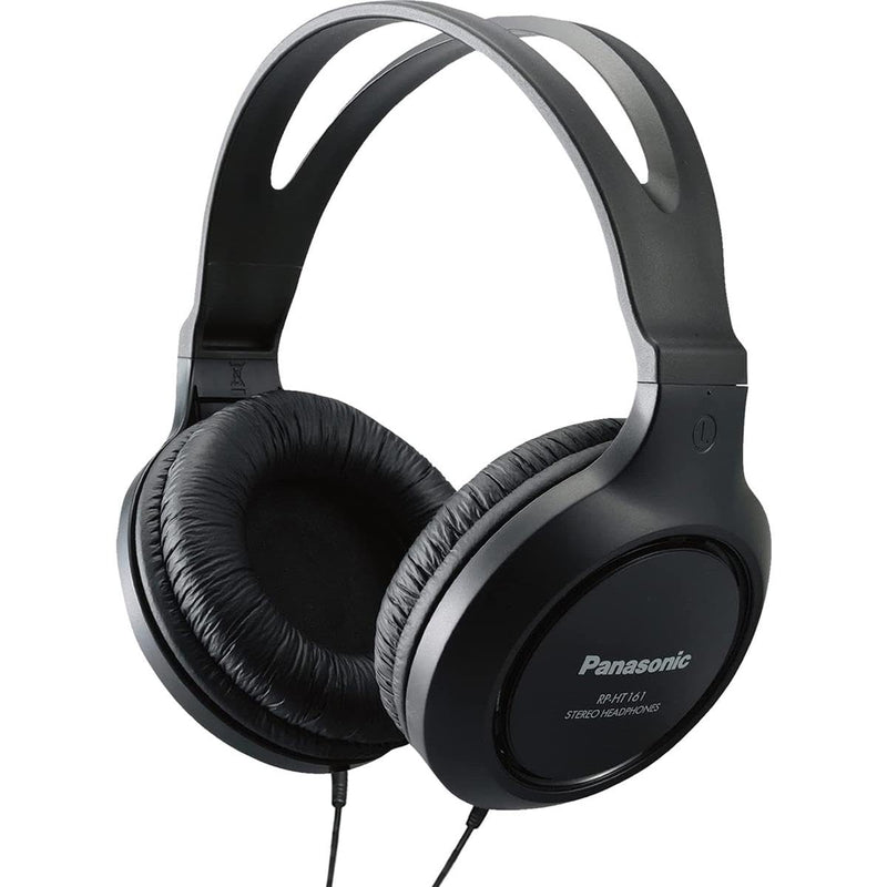 Panasonic Headphones, Lightweight Over the Ear Wired Headphones with Clear Sound and XBS for Extra Bass, Long Cord, 3.5mm Jack for Phones and Laptops – RP-HT161-K (Black) Over Ear - No Mic