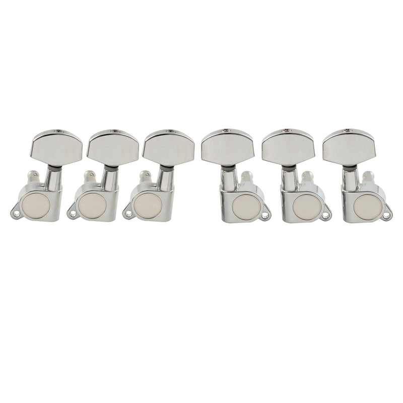 Musiclily Pro 3R3L Sealed Guitar Tuners Tuning Machines Set for Les Paul Style Electric Guitar or Fender Acoustic Guitar, Big Button Chrome