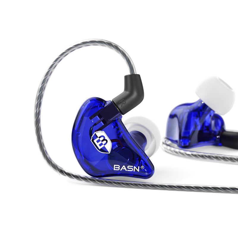 BASN Bsinger PRO in-Ear Monitors Hybrid Dynamic Dual Drivers Two Detachable MMCX Cables Musicians in-Ear Earbuds Headphones (Blue) Blue