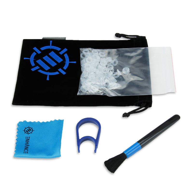 ENHANCE Mechanical Keyboard O Ring Ultra-Quiet Switch Dampeners Damper Firm 50A Clear (140pcs), Key Cap Remover, Cleaning Brush, Cloth and Accessory Bag - Mod Kit for Cherry MX, TTC, Kaihua 50A (Firm)