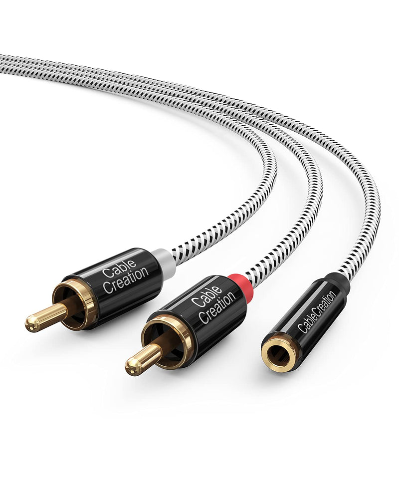 CableCreation 3.5mm to RCA Cable, 20CM 3.5mm Female to 2RCA Male Stereo Audio Cable Gold Plated for TV,Smartphones, MP3, Tablets, Speakers,Home Theater,0.75FT 0.75Ft
