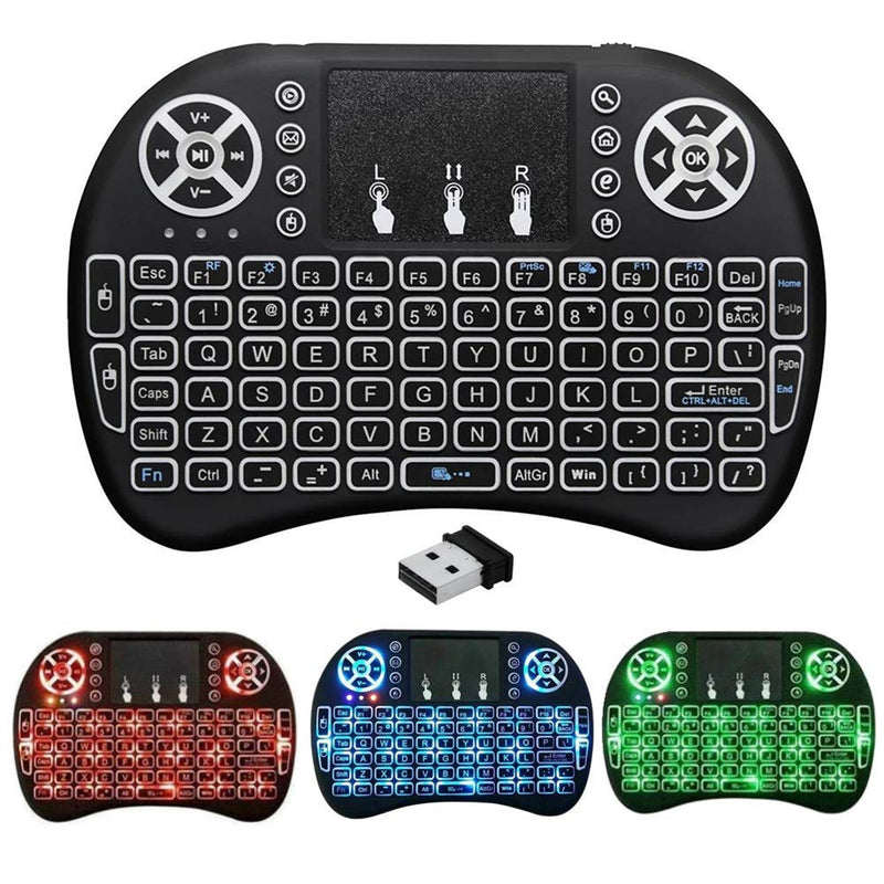 BIFANS 2.4G Mini Wireless Keyboard with Touchpad Mouse, Upgraded Multi Backlit, Portable Wireless Keyboard with USB Receiver Remote Control, Best for Android Smart TV Box HTPC Pad Xbox Windows Mac