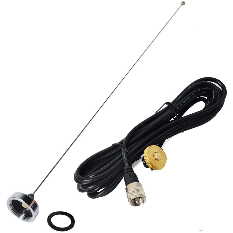 HYS TCJ-N1 VHF NMO 136-174 Mhz Mobile Vehicle FM Tranceiver 2M Antenna with 13 ft RG58 Coax Cable NMO to UHF PL259 Connector for Yaesu Kenwood HYT Vertex Icom Mobile Radios