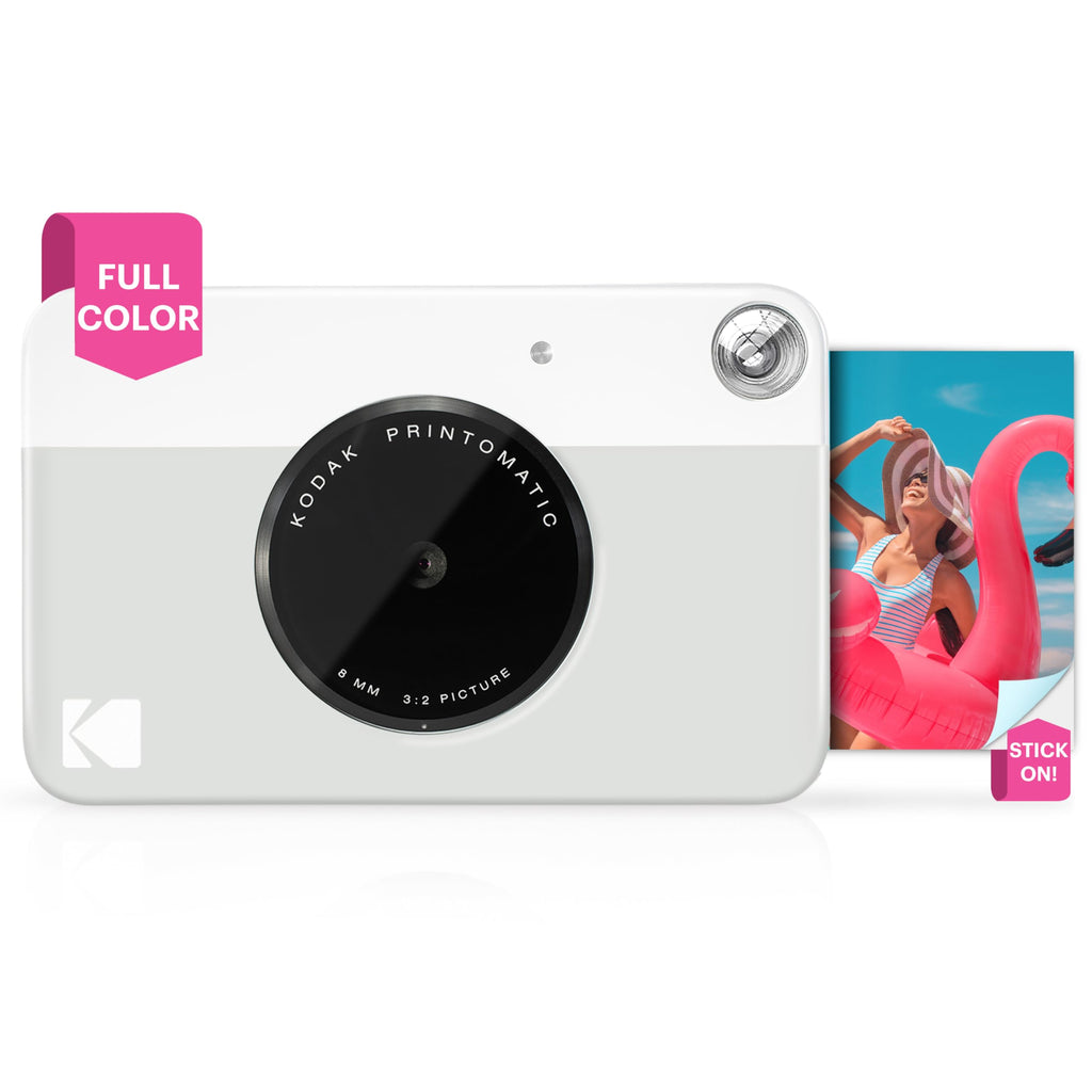 KODAK Printomatic Full-Color Instant Print Digital Camera - High-Quality Photos On Zink 2x3" Sticky-Back Photo Paper - 5MP, Portable, Creative Fun Gift for Birthday, Christmas, Holiday - Grey