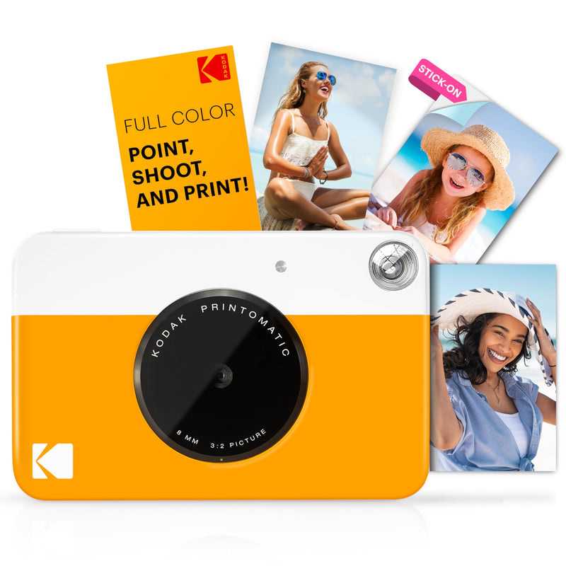 KODAK Printomatic Full-Color Instant Print Digital Camera - High-Quality Photos On Zink 2x3" Sticky-Back Photo Paper - 5MP, Portable, Creative Fun Gift for Birthday, Christmas, Holiday - Yellow