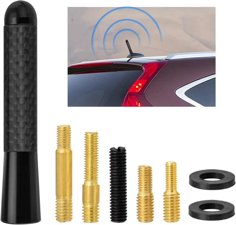 [AUSTRALIA] - 1 x Nismo Style Black 3.25" in / 83 mm Real Carbon Fiber Screw Type Short Antenna Replace Auto Car SUV 