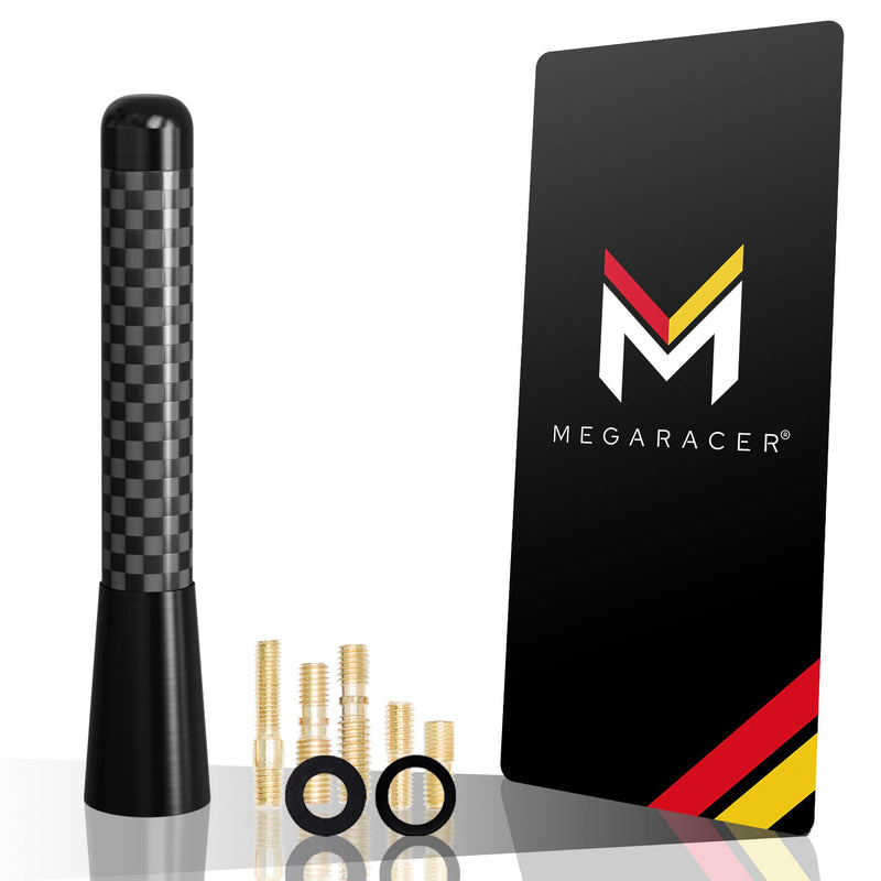 [AUSTRALIA] - Mega Racer 3" 76 mm Carbon Fiber Polished Finish Black Short Automotive Antenna with Internal Copper Coil AM FM Compatible for Car and Truck Vehicle, 1 Piece 